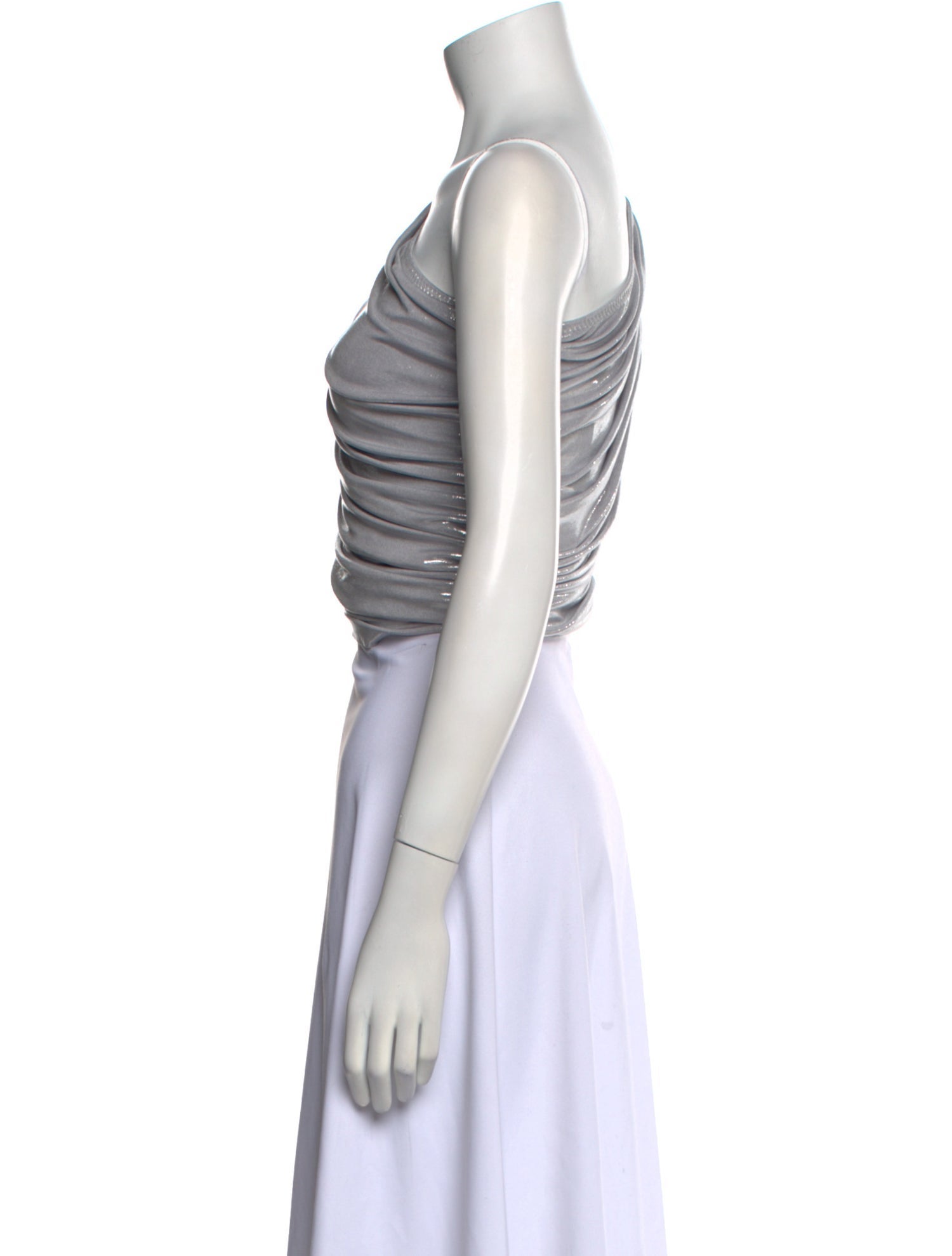 Norma Kamali One-Shoulder Sleeveless Crop Top